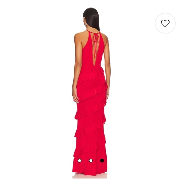 NBD Bray Maxi Bright Red Ruffled Halter Maxi Dress - Picture 2 of 3